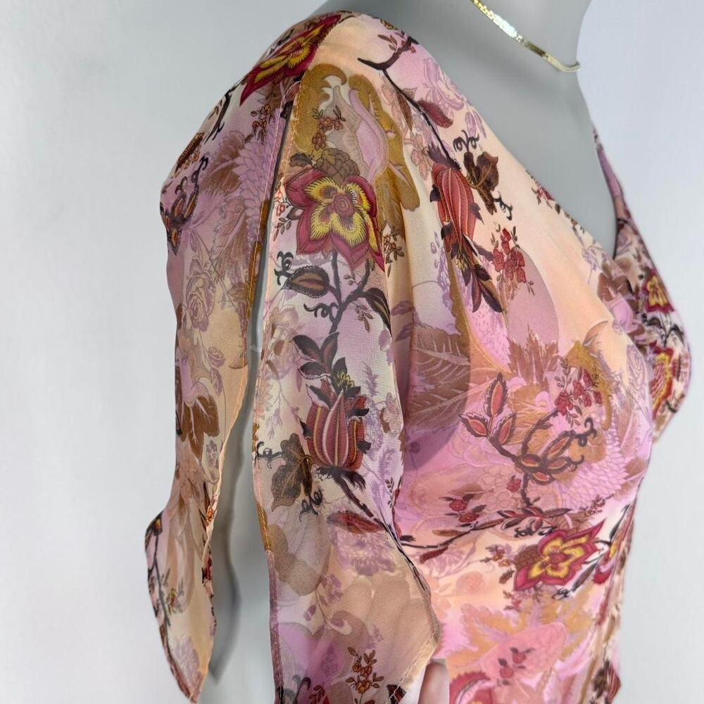 Y2K Fairycore Midi Dress Floral Chiffon Size 16 Wedding Guest Garden Party - Picture 7 of 9